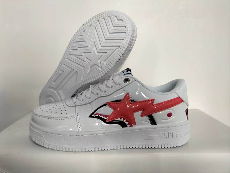 BAPE STA Shark Low-Top Sneakers – White/Red